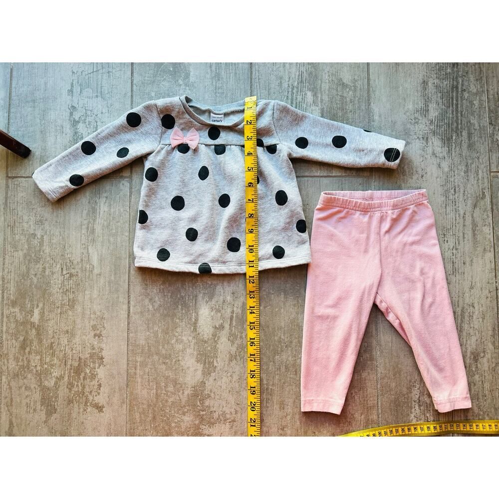 Baby Girls 2-Piece Polka Dot Fleece Sweatshirt Top & Legging Set Cotton 12m - Picture 7 of 8